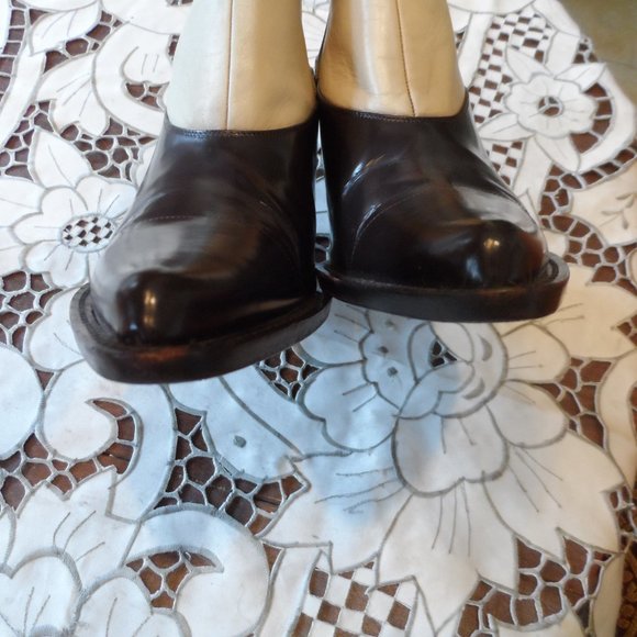 Prada Chocolate Brown/Beige Leather Ankle Boot with Western Flair Style Size 37 - Picture 10 of 16